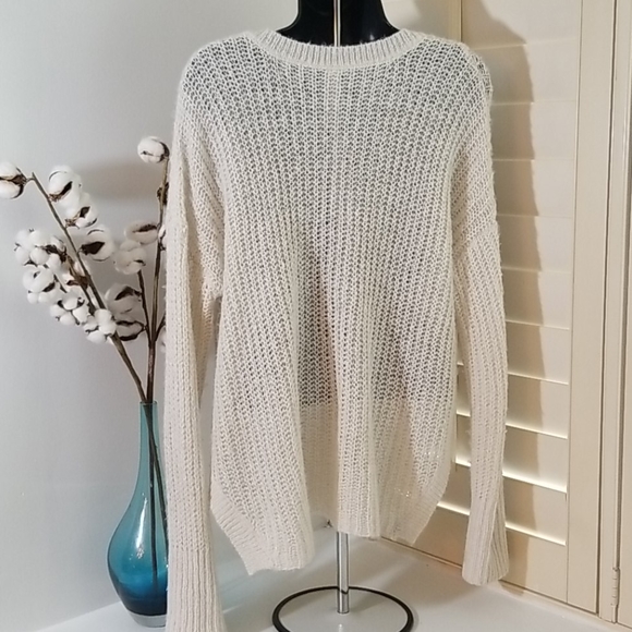 Aeropostale Knit Sweater Cream & Metallic Sm - Picture 5 of 8